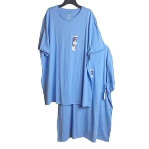 2 New George Mens 2XL Crew Neck T-Shirts Plain Light Blue Short Sleeve